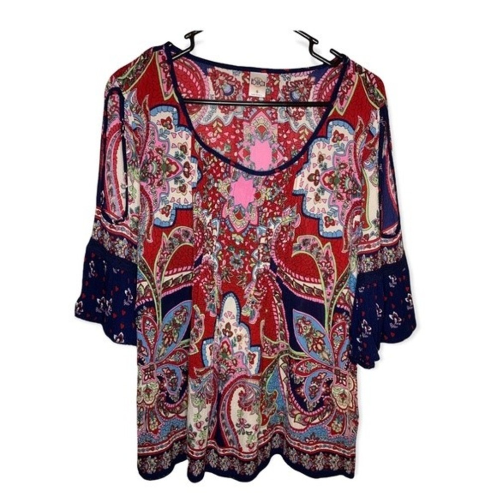 Bila Cold Shoulder Boho Paisley Shirt